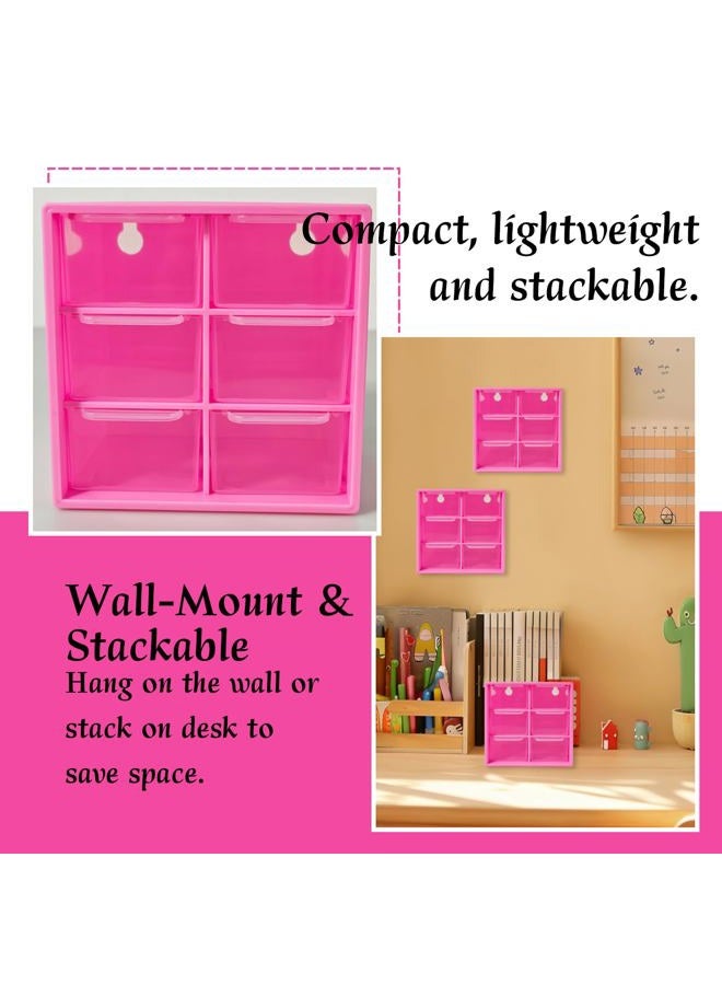 Nirvany Small Drawer Organizer for Desk, 4.7" x 4.7" x 3.8" Mini Desktop Drawer Organizer with 6 Clear Drawers (Rose Red) - Image 5