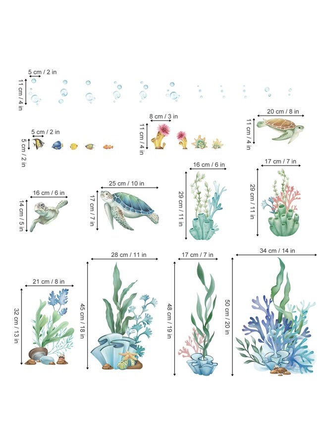 wondever Ocean Seaweed Grass Wall Stickers Turtle Under The Sea Peel and Stick Wall Art Decals for Baby Nursery Kids Bedroom Bathroom - Image 4