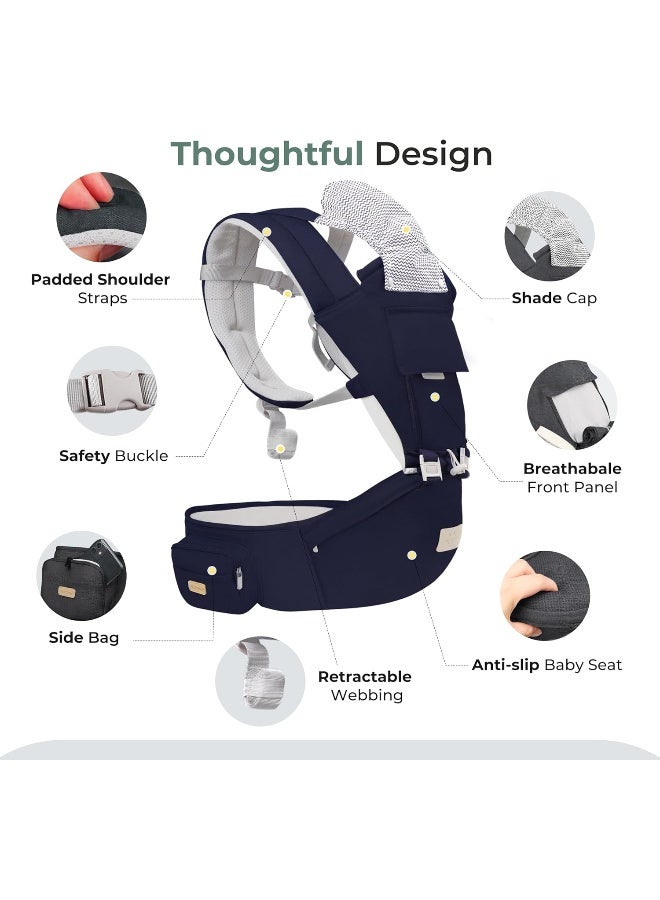 FRUITEAM Baby Carrier, 6-in-1 Baby Carrier with Waist Stool, Baby Carrier with Hip Seat for Breastfeeding, One Size Fits All - Adapt to Newborn, Infant & Toddler - Image 3