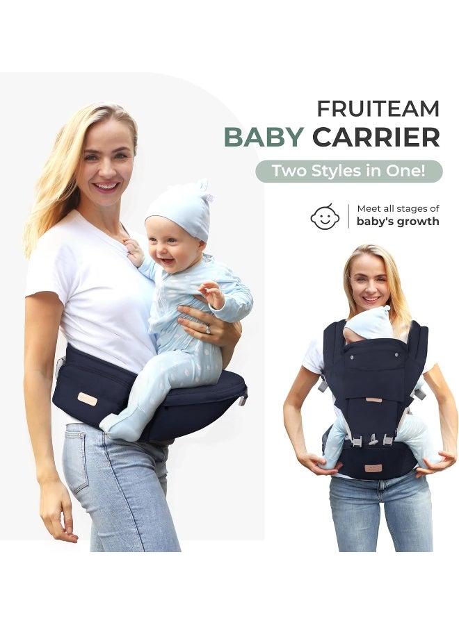 FRUITEAM Baby Carrier, 6-in-1 Baby Carrier with Waist Stool, Baby Carrier with Hip Seat for Breastfeeding, One Size Fits All - Adapt to Newborn, Infant & Toddler - Image 4