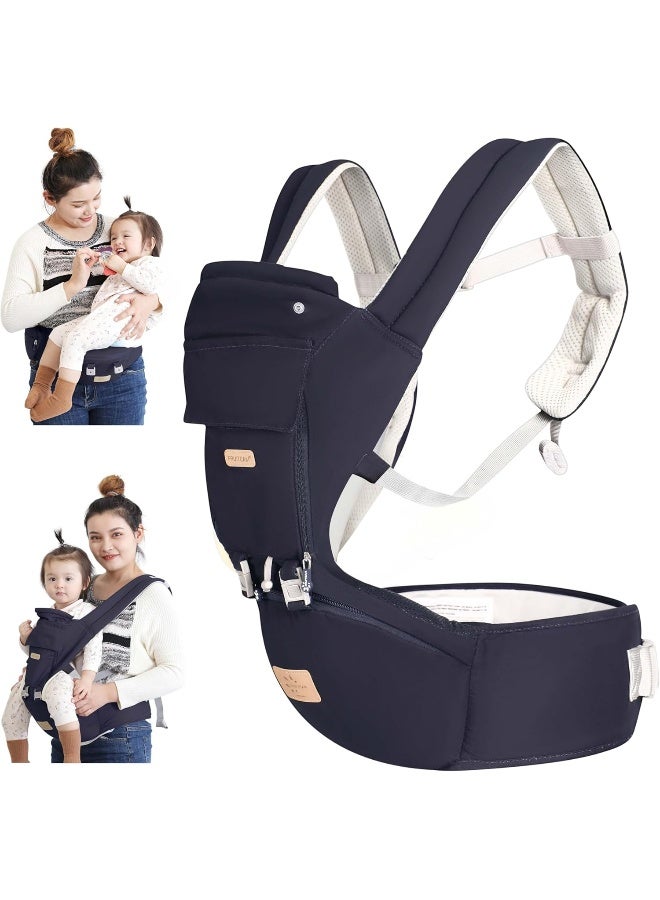 FRUITEAM Baby Carrier, 6-in-1 Baby Carrier with Waist Stool, Baby Carrier with Hip Seat for Breastfeeding, One Size Fits All - Adapt to Newborn, Infant & Toddler - Image 1