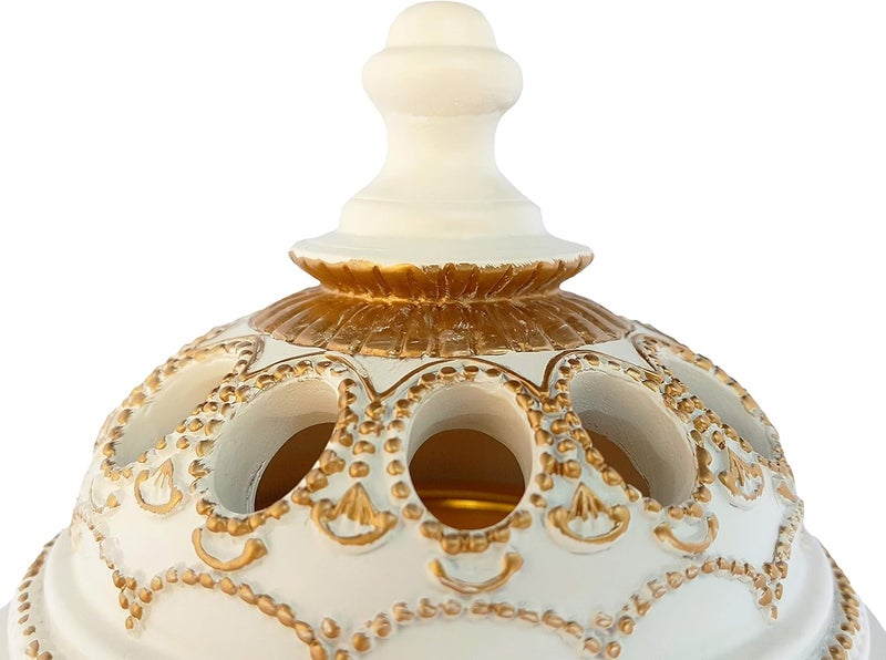 AM (Off-white) - Charcoal Incense Burner - Bakhoor Burner, Oud Frankincense Resin Burner - for Office & Home Decor - Lavish 4 Pillar White - Image 4