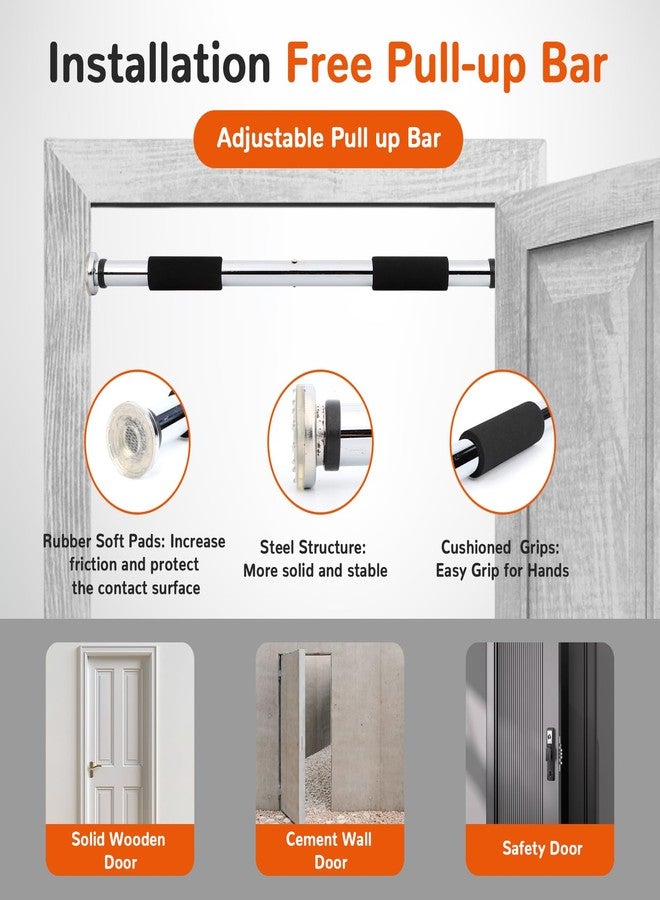 Blusaryme Pull Up Bar for Doorway 23.6in Adjustable Door Mounted Heavy Duty Steel Body Workout Chin Up for Home Exercise Fitness(Black) - Image 3