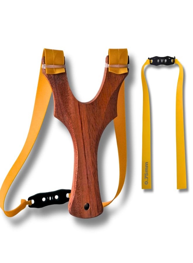 Marksman® BABUL Wooden TTF Slingshot (8.5cm / 9cm) with 0.75mm Yellow Elastic Band (BABUL Wood TTF Slingshot 8.5cm with Yellow Band, Wood) - Image 1