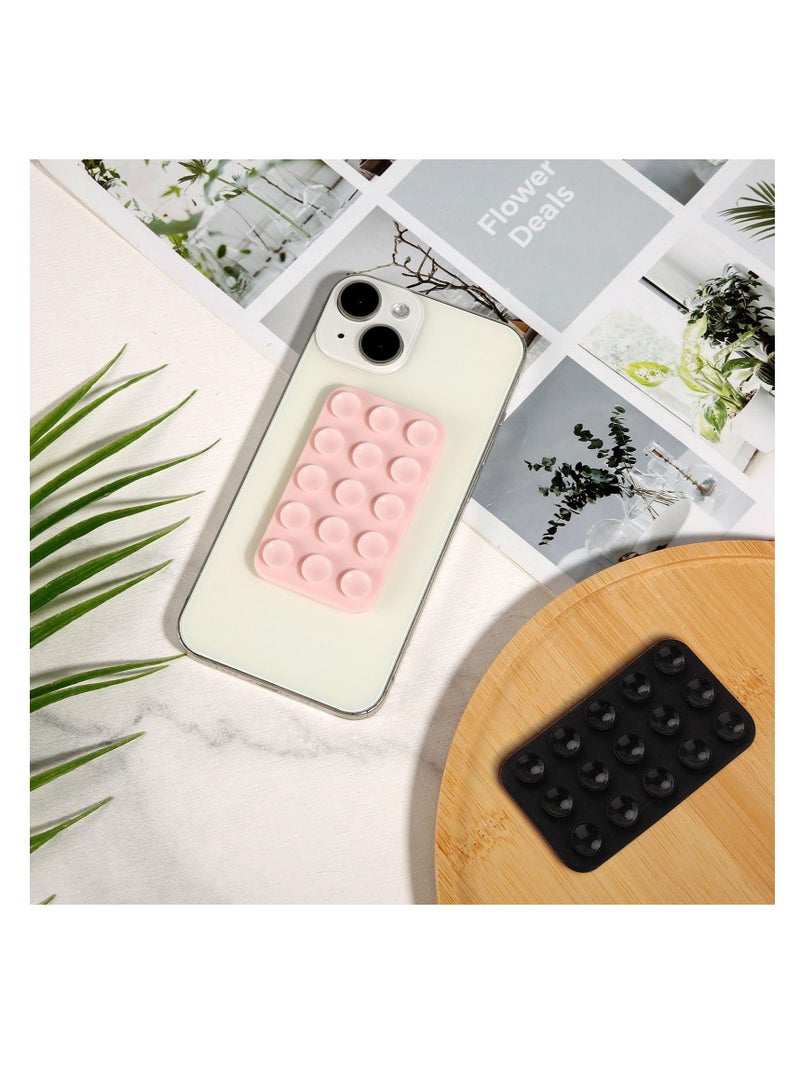 2 Pack Silicone Suction Phone Case, Double Sided Suction Cup, Anti-Slip Hands-Free Mobile Accessory Holder, Suitable for Videos and Selfies (Black, Light Pink) - Image 5