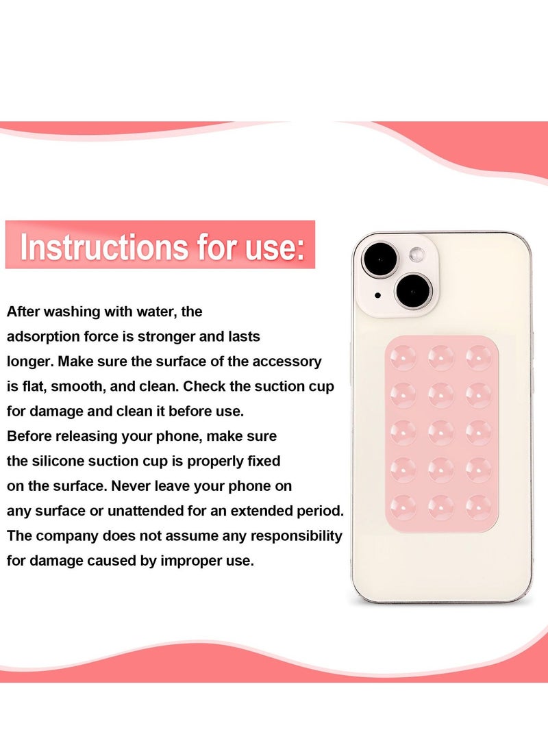 2 Pack Silicone Suction Phone Case, Double Sided Suction Cup, Anti-Slip Hands-Free Mobile Accessory Holder, Suitable for Videos and Selfies (Black, Light Pink) - Image 4