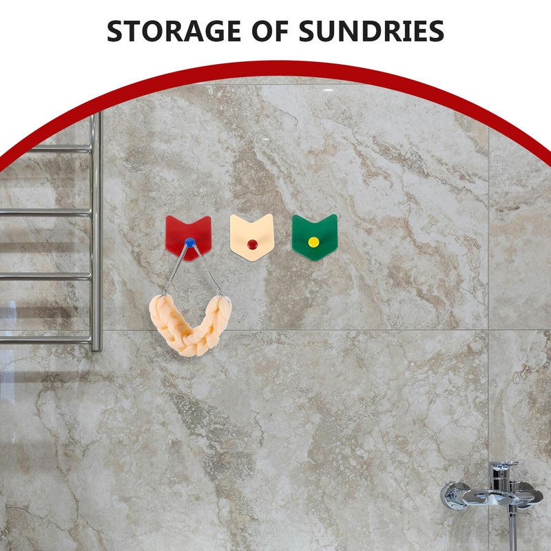 Adhesive Wall Hooks Set of 3 No Drill Hanging for Bathroom Kitchen Towel Coat - Image 4