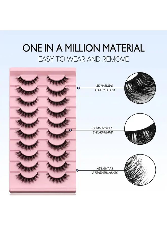 Fluffy False Lashes 10 Pairs Natural D Dimensional Multi Layer Strip Eyelashes To Enlarge Eyes Makeup Extensions - Image 3