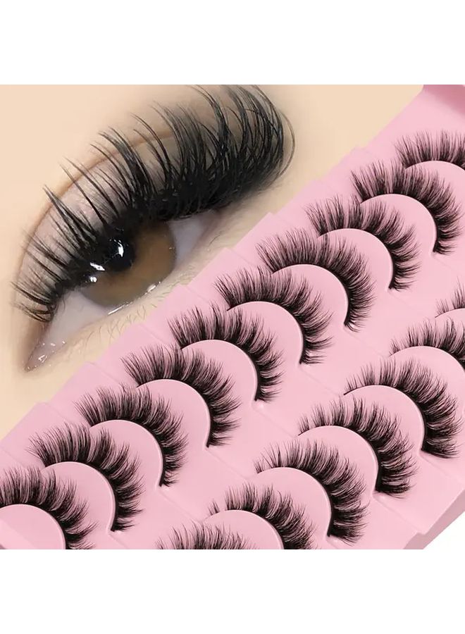 Fluffy False Lashes 10 Pairs Natural D Dimensional Multi Layer Strip Eyelashes To Enlarge Eyes Makeup Extensions - Image 5