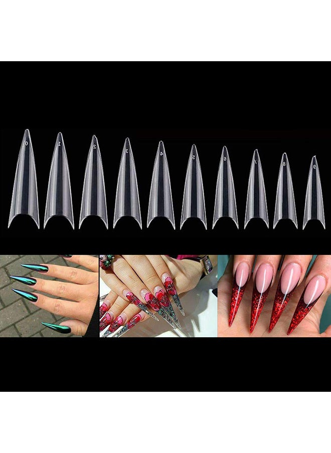 brunson False Nail Tips Soft Gel Extension Clear Medium Coffin 550 Pieces BTMCC500  - Image 3