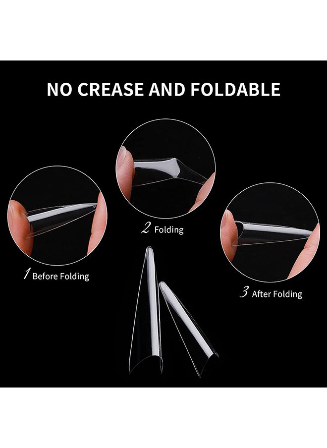 brunson False Nail Tips Soft Gel Extension Clear Medium Coffin 550 Pieces BTMCC500  - Image 5