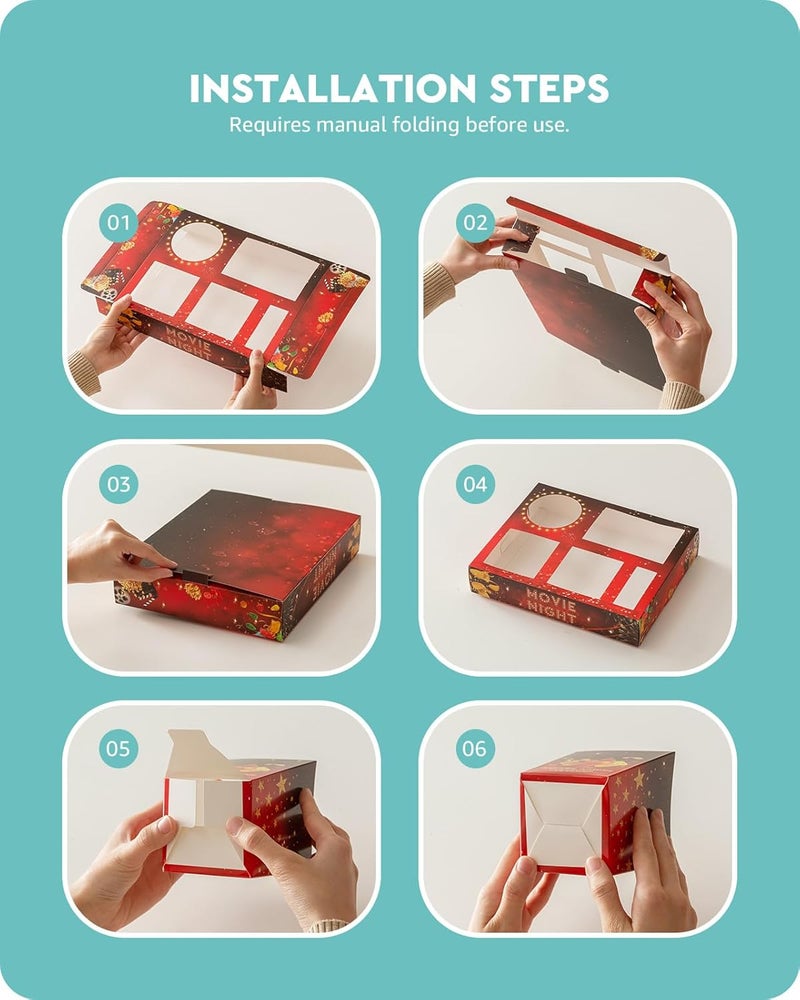 baffect Movie Night Snack Trays 100pcs Include 20 Movie Night Trays, 20 Popcorn Boxes, 20 Salad Bowls, 20 Nacho Bowls, 20 Movie Party Invitations, Outdoor Movie Night Supplies For Nacho Bar - Image 5