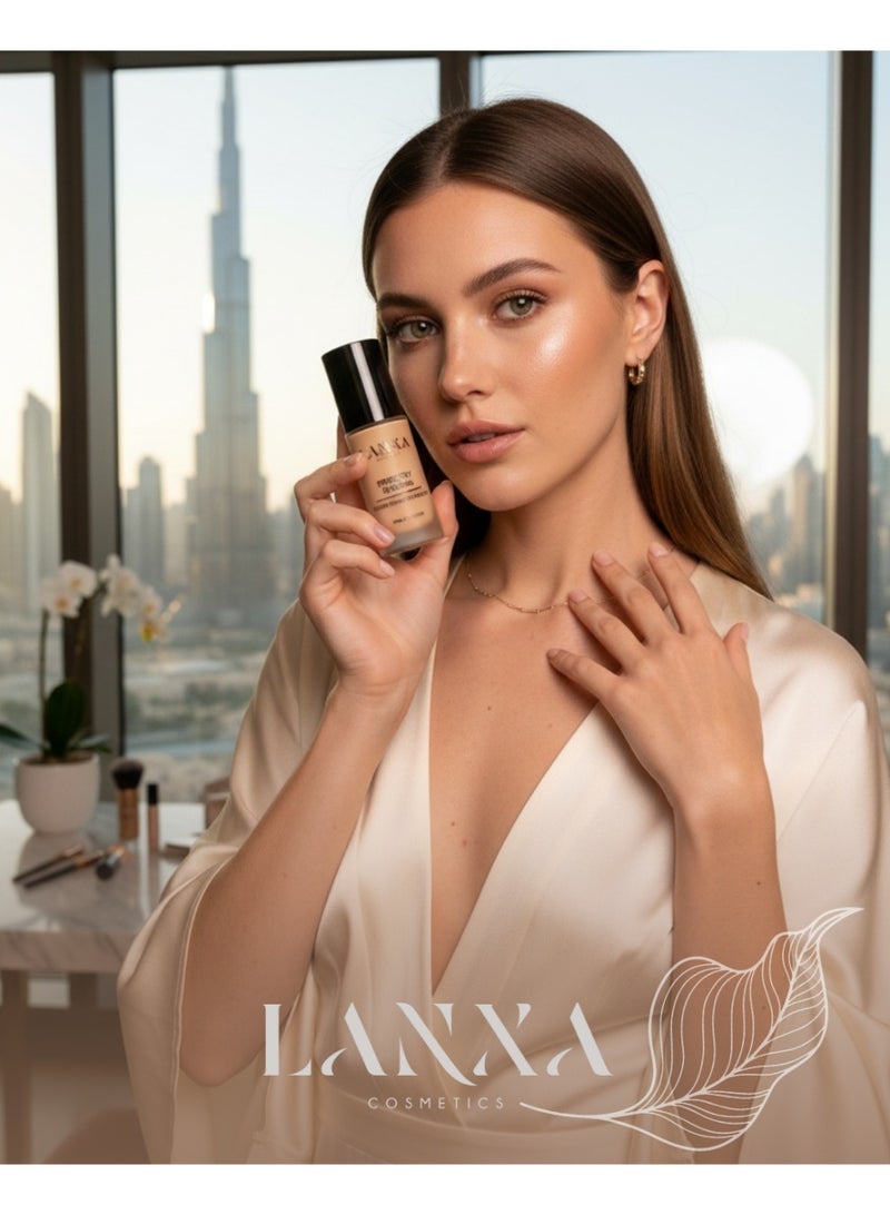 لانكسا كوزميتيكس فاونديشن طبيعي فاخر برفكتلي ناتشورال - 3 في 1، نباتي 100%، مضاد للشيخوخة، SPF 15، 30 مل - Image 5