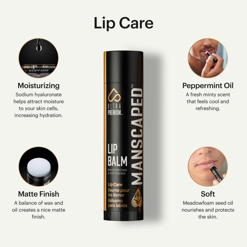 MANSCAPEDÂ® Moisturizing and Soothing Lip Balm, Infused with Vitamin E, Peppermint Oil, and Eucalyptus Oil for Chapped Lips, Matte Finish, 3 Sticks - Image 2