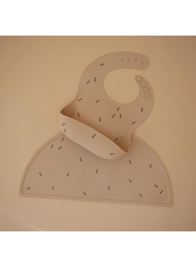 mushie Silicone Baby Bib | Adjustable Fit Waterproof Bibs (Bees) - Image 1
