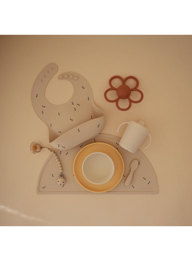 mushie Silicone Baby Bib | Adjustable Fit Waterproof Bibs (Bees) - Image 3