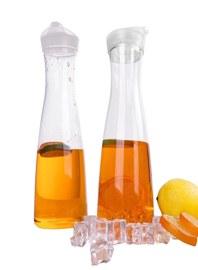 WELKOR 35oz/51oz Plastic Water Carafe with Flip Top Lid, Round Base Juice Containers for Mimosa Bar - BPA-Free Leakproof Beverage Pitcher for Water, Iced Tea, Milk & Fridge Storage（2Pack/35oz ） - Image 1
