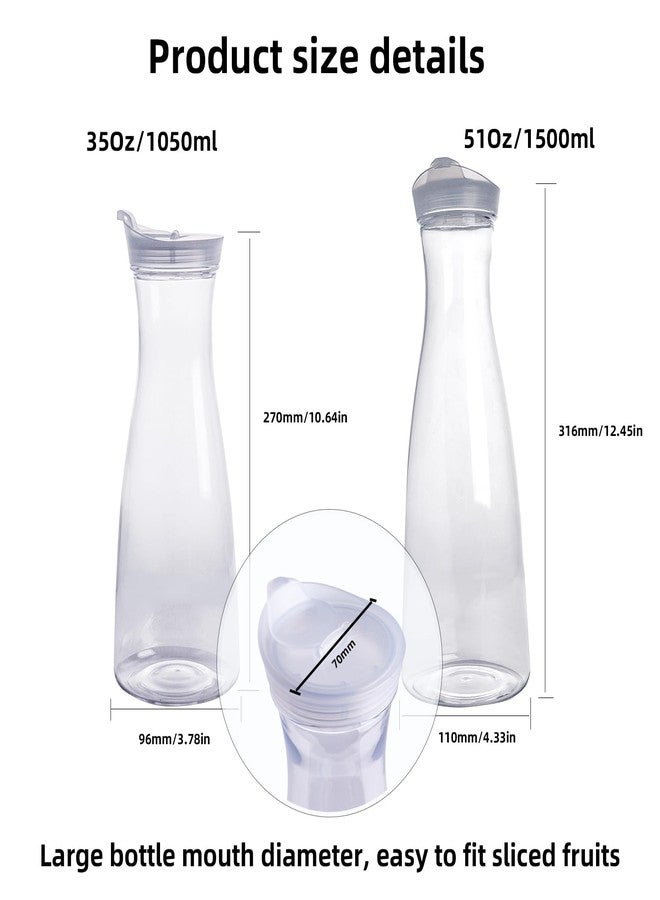 WELKOR 35oz/51oz Plastic Water Carafe with Flip Top Lid, Round Base Juice Containers for Mimosa Bar - BPA-Free Leakproof Beverage Pitcher for Water, Iced Tea, Milk & Fridge Storage（2Pack/35oz ） - Image 2