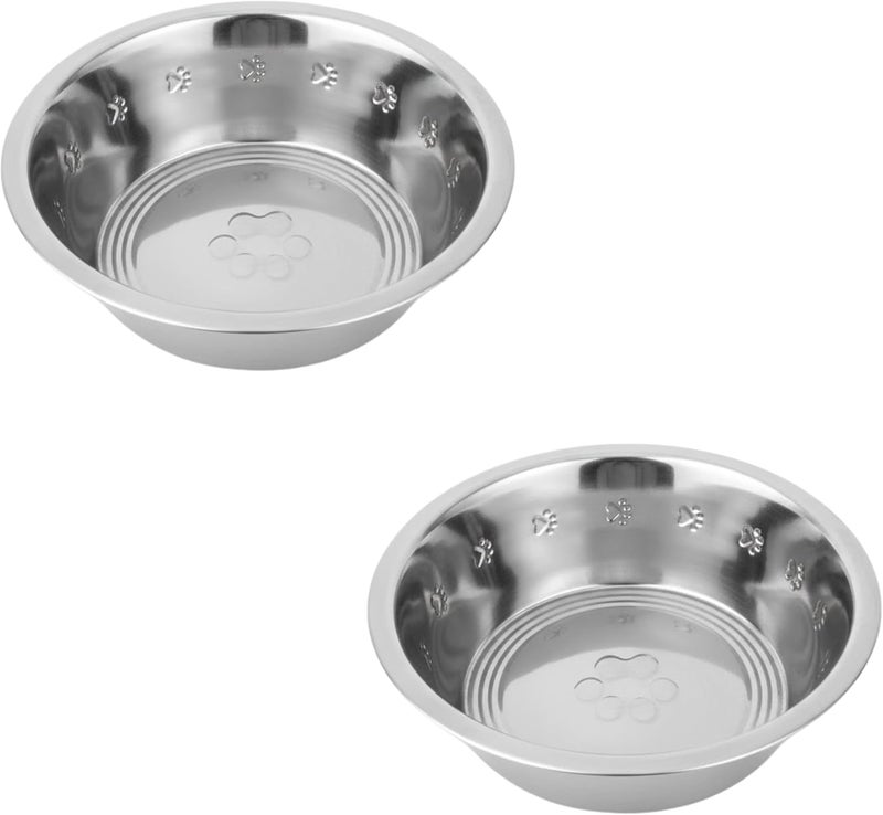 Hell Blues HB Pet Feeder Stainless Steel Dog and Cat Bowls Feeding Replacement Food Bowl for Raised Feeder/Pet Water Metal Bowls (2.5 Cup (Embossed), Double Pack) - Image 1