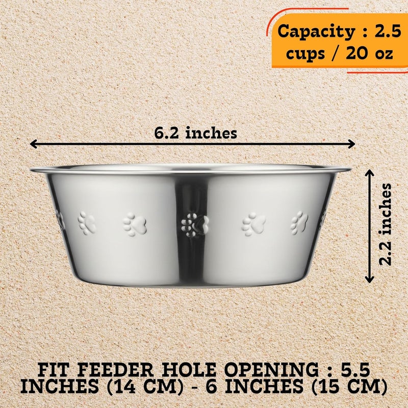 Hell Blues HB Pet Feeder Stainless Steel Dog and Cat Bowls Feeding Replacement Food Bowl for Raised Feeder/Pet Water Metal Bowls (2.5 Cup (Embossed), Double Pack) - Image 3