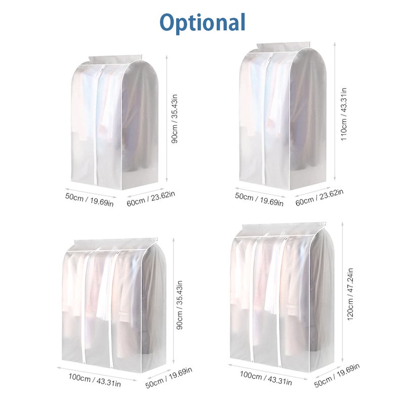 Garment Clothes Cover Protector Hanging Garment Storage Bag Translucent Waterproof Hanging Storage Bag for Wardrobe with Full Zipper - Image 4