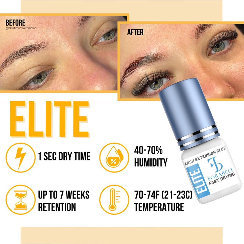 Forabeli Elite Eyelash Extension Glue â€“ 1 Sec Fast Dry, 7 Week Retention, Maximum Bonding Power, Black Lash Adhesive for Professional Use, Premium Lash Extension Glue - Image 5