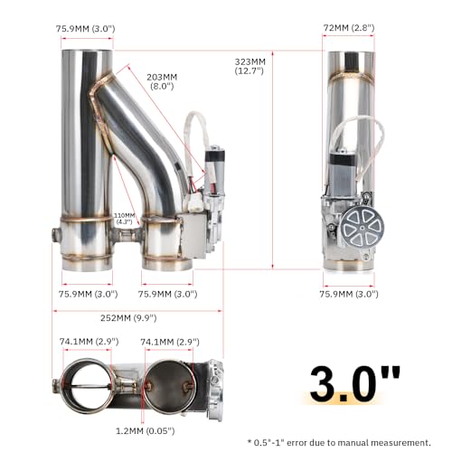 PQY Universal 3 Inch Stainless Steel Exhaust Pipe Kit - Image 3