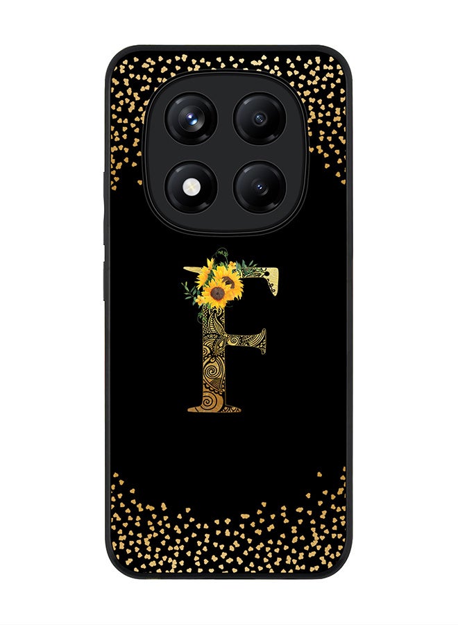 Stylizedd For Xiaomi Redmi Note 14 Pro 4G 4G Case,Slim fit Camera Protection, Shockproof Thin Phone cover  - Custom Floral Monogram - F ( Black ) - Image 1