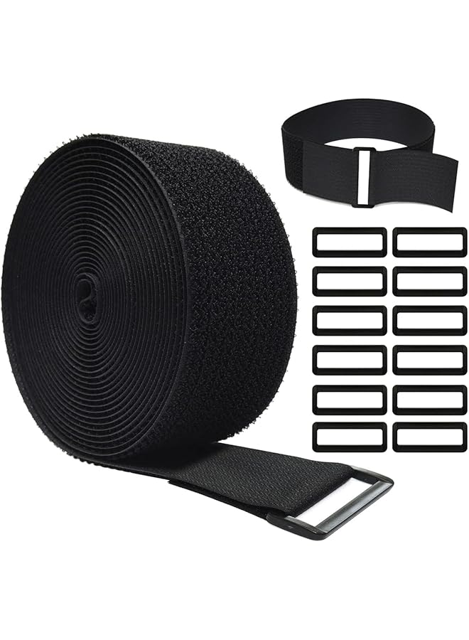 PROMASS Adjustable Straps with Buckle for Cable,Heavy Duty Reusable Ties Hook and Loop Tape for Car  - Image 1