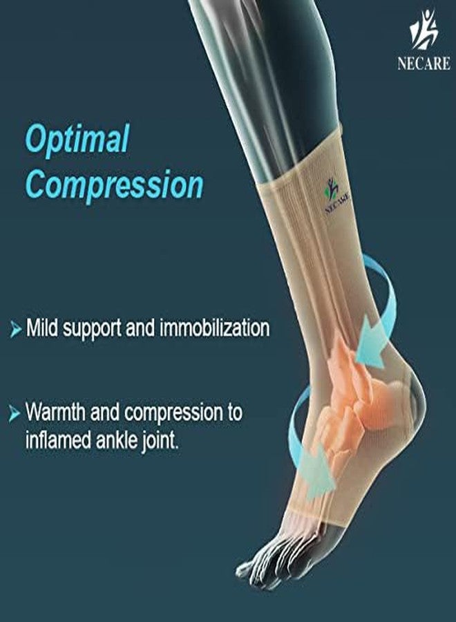NECARE Premium Blended Nylon Orthopedic Ankle Cap (1 PAIR) | Compression Support for Pain Relief, Sprains, Swelling, Sports & Gym | 4-Way Ankle Sleeves For Men & Women (XXL, BEIGE) - Image 4