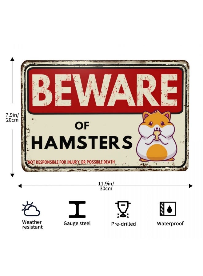 WSTKJW Hamsters Metal Signs Vintage Wall Decor for Home Kitchen Bar Patio Room Garage Retro Tin Poster Plaque 12"x8" Inch - Image 3