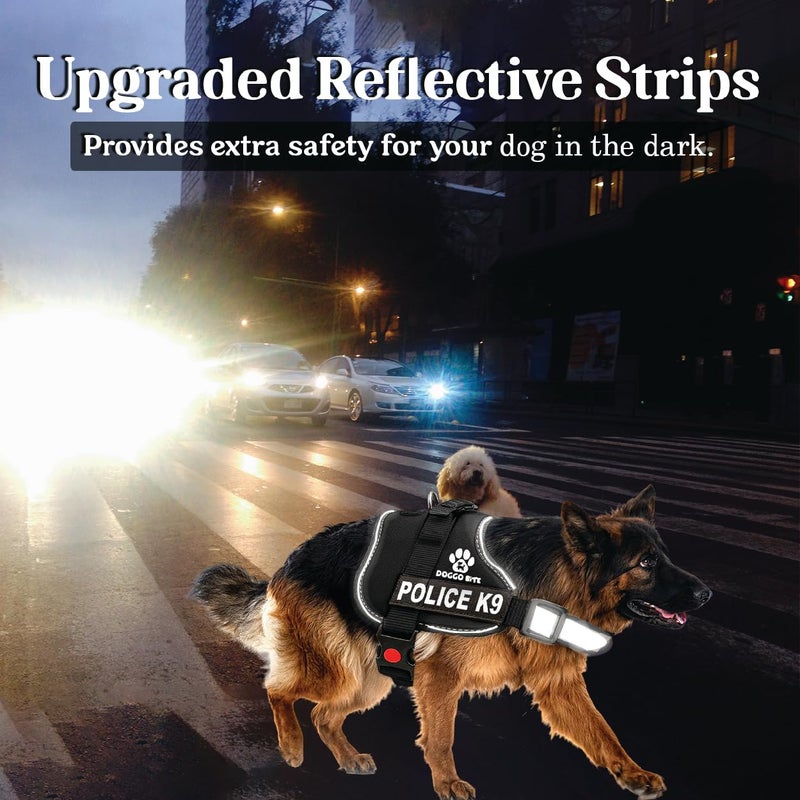 DOGGO BITE Premium K9 Police Dog Harness – Soft, Breathable, Adjustable | Strong Handle, No-Choke Design, Reflective Strips | Removable Patch, Free Leash, Chest (28-36 Inch) for Giant Breeds 35-60 kg - Image 5