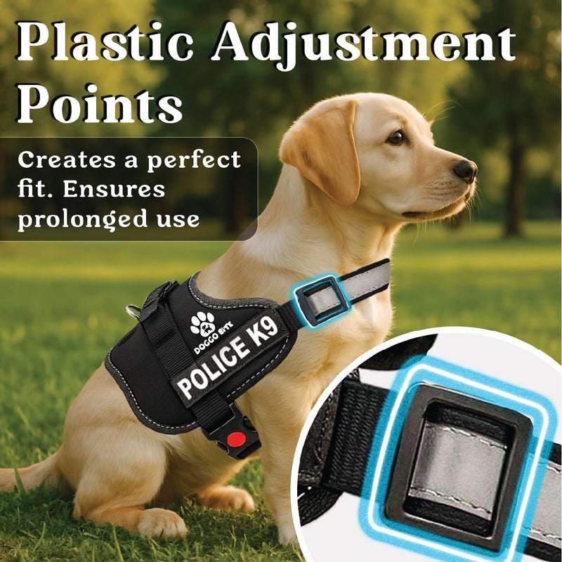 DOGGO BITE Premium K9 Police Dog Harness – Soft, Breathable, Adjustable | Strong Handle, No-Choke Design, Reflective Strips | Removable Patch, Free Leash, Chest (28-36 Inch) for Giant Breeds 35-60 kg - Image 3