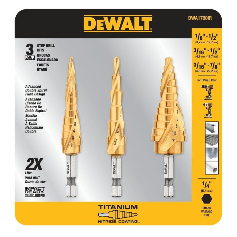 DEWALT DEWALT Step Drill Bit Set, 3-Piece (DWA1790IR)  - Image 3