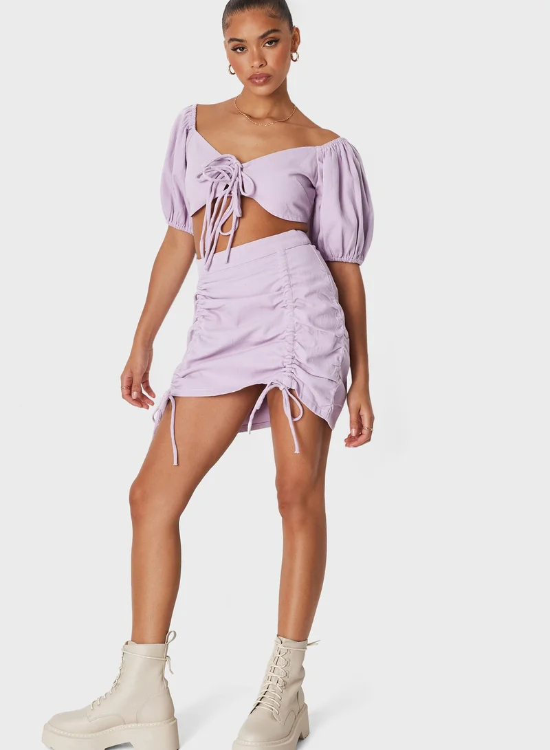 Missguided Ruched Front Mini Skirt