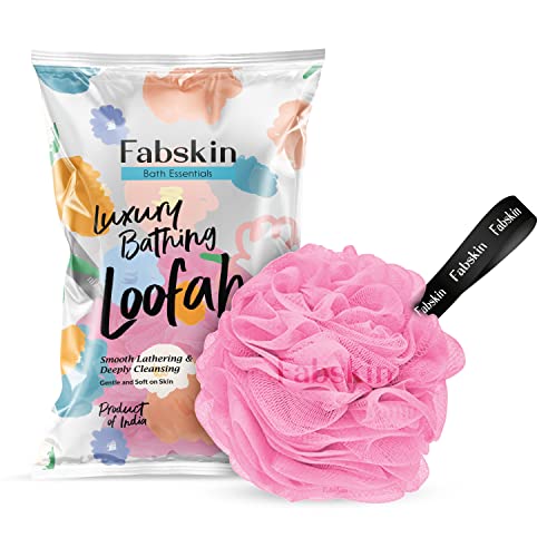FABSKIN Loofah for Bathing | Bath Shower Sponge Scrubber Exfoliator for Women and Men | Body Wash Scrub | Bath Scrubber for Body (Pink) - Image 1
