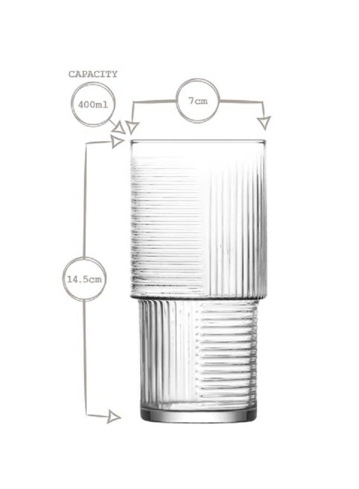 LAV 3-Piece Helen Long Drink Tumbler Set – 400 ml – Clear Glasses for Water, Juice & Cold Beverages - Image 5