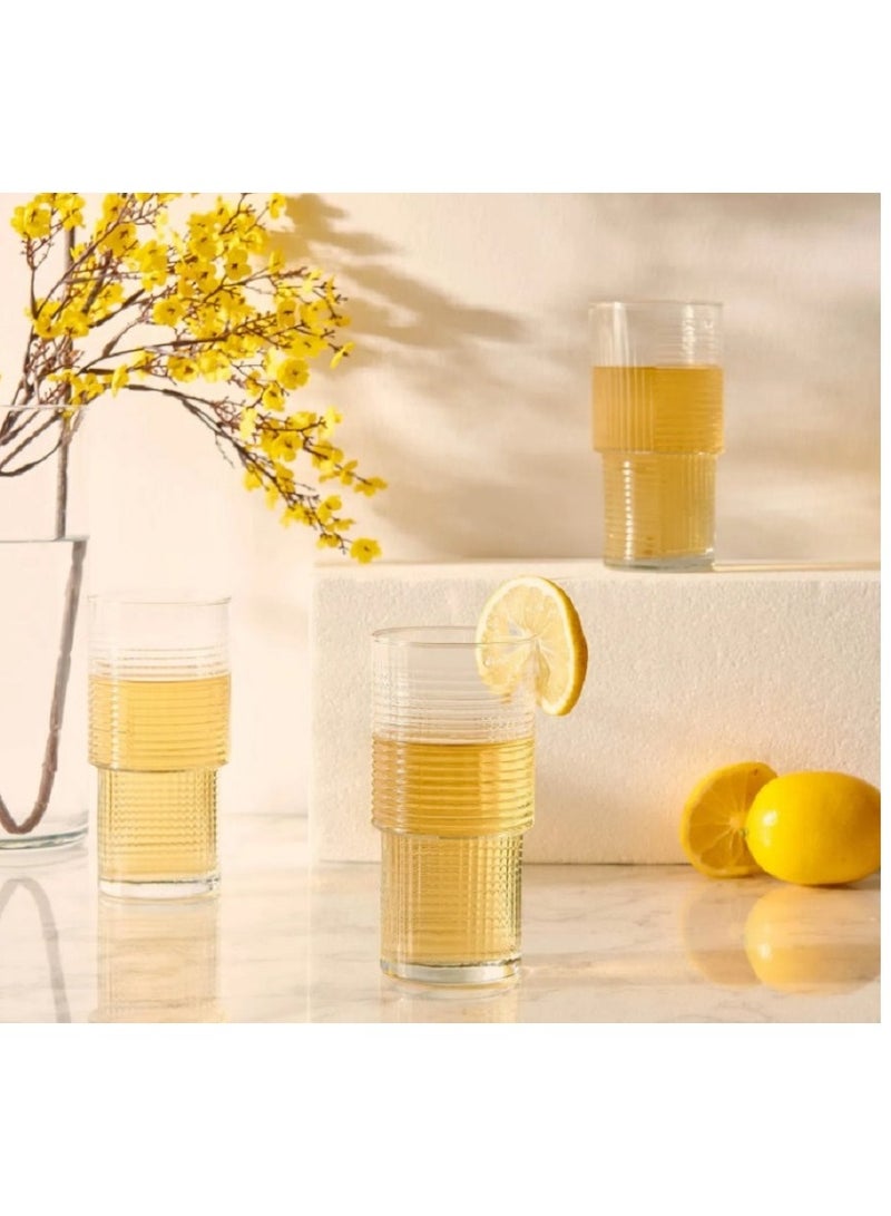 LAV 3-Piece Helen Long Drink Tumbler Set – 400 ml – Clear Glasses for Water, Juice & Cold Beverages - Image 1