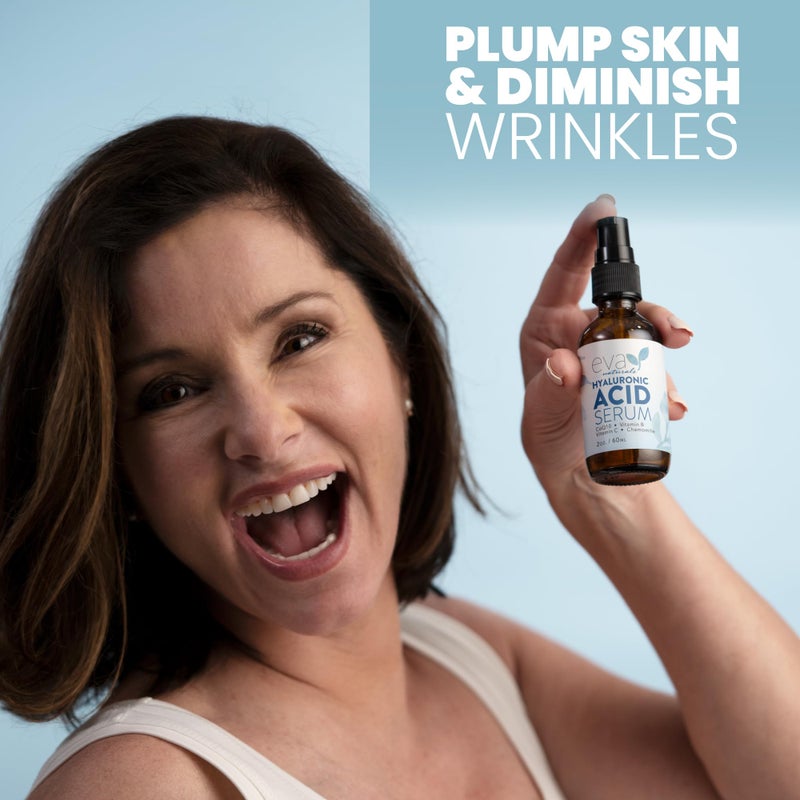 Eva Naturals Pure Hyaluronic Acid Serum + B5 â€“ Multi-Depth Hydrating Anti-Aging Face Serum for Plumping, Wrinkles, Fine Lines, Dry & Sensitive Skin â€“ Non-Greasy Daily Use Moisturizer â€“ 2 oz - Image 5