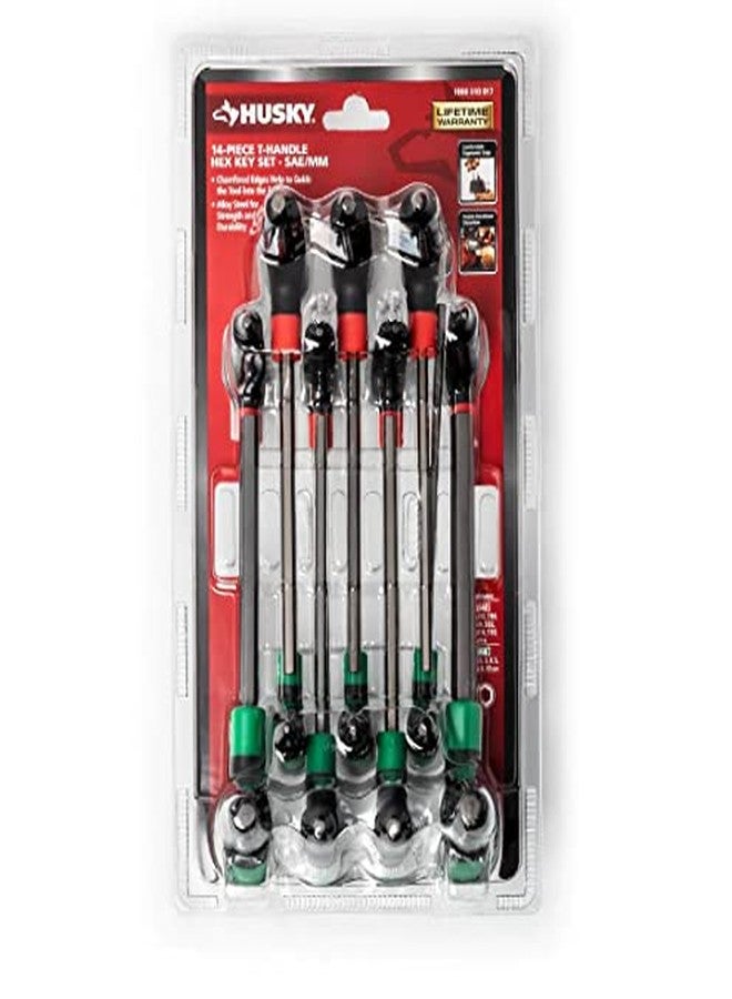 Husky مجموعة مفاتيح سداسية بمقبض على شكل حرف T ومقياس SAE متري من Husky، مكونة من 14 قطعة - Image 4
