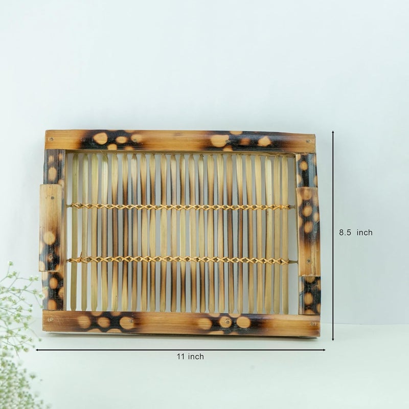 JUNSU CRAFT RA Junsu Craft Handmade Bamboo Tray EcoFriendly MultiPurpose Serving Tray Perfect for Breakfast in Bed Kitchen and Decorative Home Use 11 X 85 Inch - Image 2