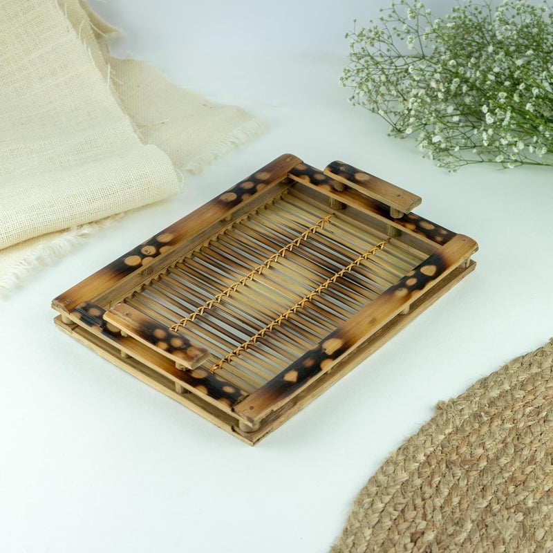 JUNSU CRAFT RA Junsu Craft Handmade Bamboo Tray EcoFriendly MultiPurpose Serving Tray Perfect for Breakfast in Bed Kitchen and Decorative Home Use 11 X 85 Inch - Image 4