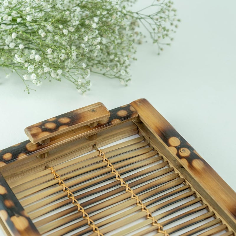 JUNSU CRAFT RA Junsu Craft Handmade Bamboo Tray EcoFriendly MultiPurpose Serving Tray Perfect for Breakfast in Bed Kitchen and Decorative Home Use 11 X 85 Inch - Image 3
