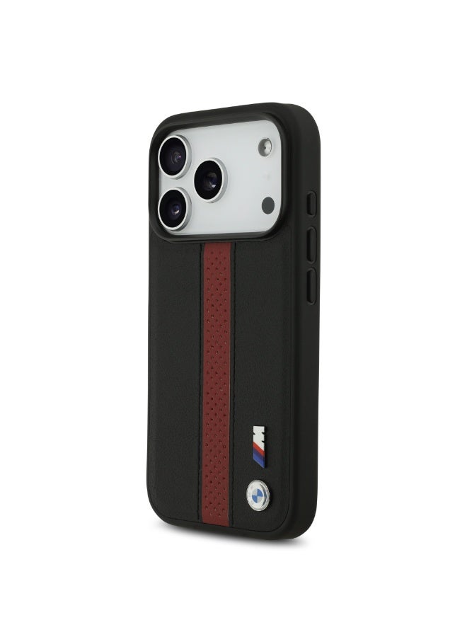BMW iPhone 17 Pro Max Cover PU Leather Case / With Perforated Stripes & Metal Logos - Image 3