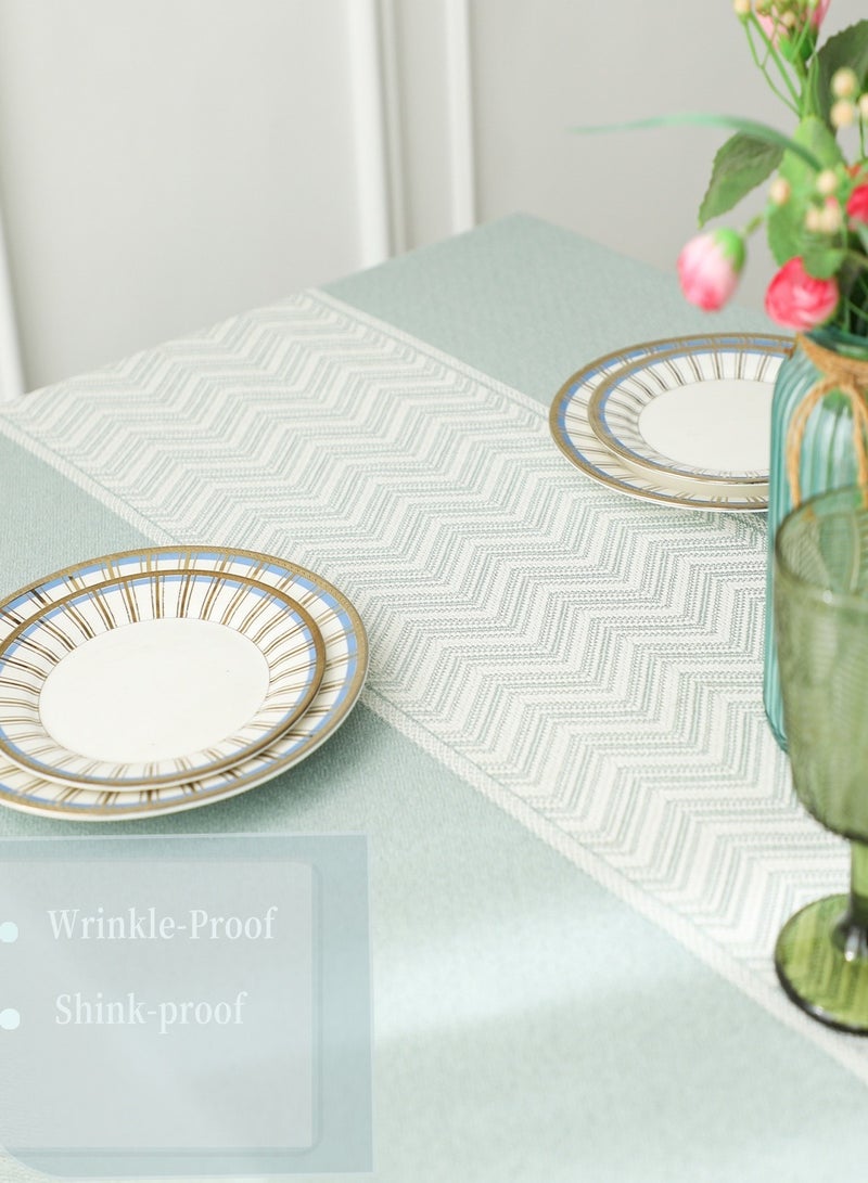 140cm *180cm Wrinkle-Resistant Green Tablecloth, Cotton and Linen Tablecloth, Rectangular Tablecloth, Soft Tassel Fabric Tablecloth for Kitchen Restaurant Outdoor Party,  Can Accommodate 4-6 People  - Image 3