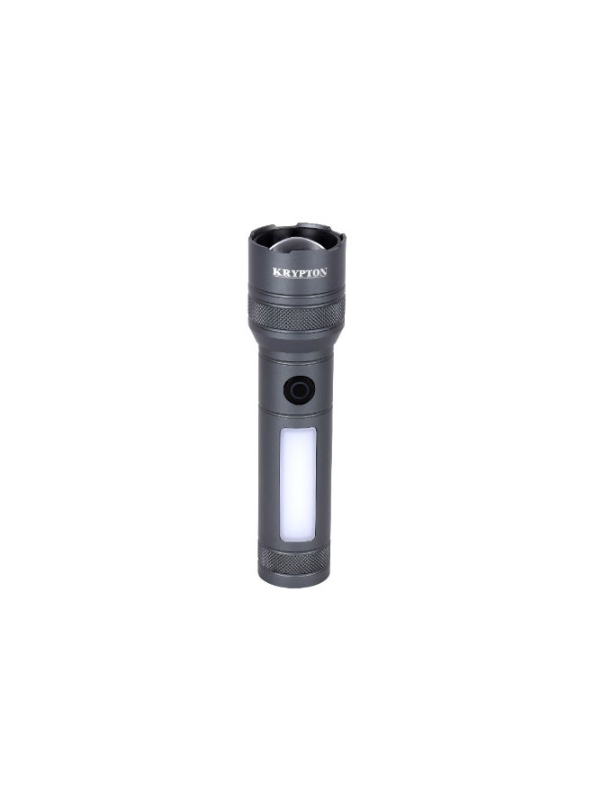 Krypton Zoomable LED Flashlight KNFL5491 | 10W High Power Torch, Type-C Rechargeable, Multiple Light Modes, Aluminum Body, Indoor & Outdoor Use – Black - Image 1
