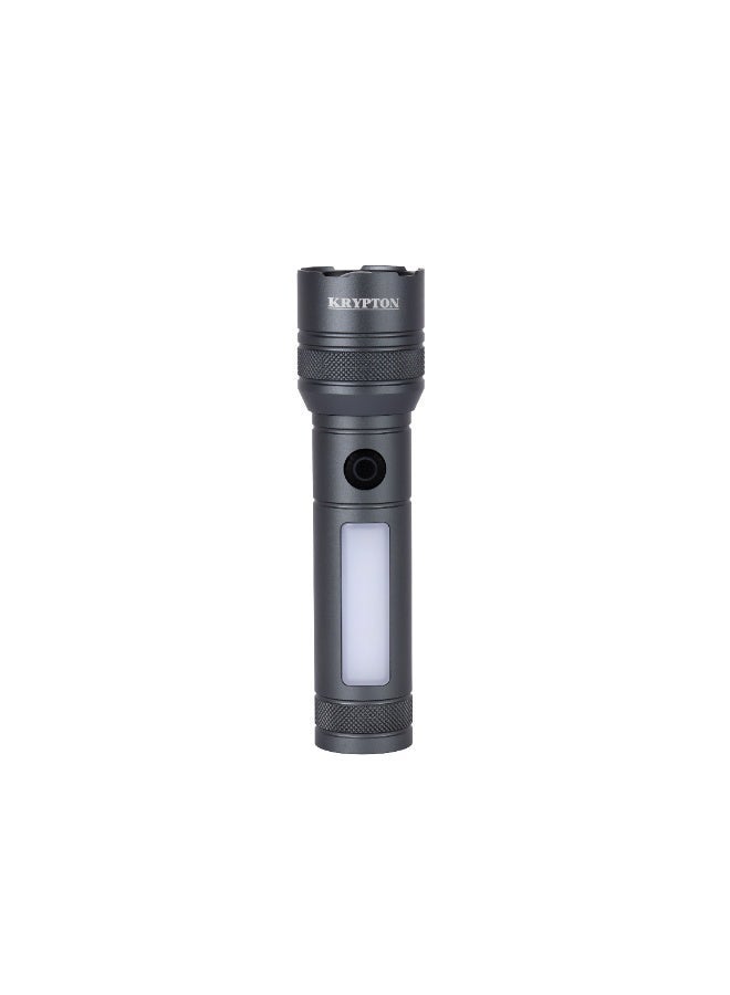 Krypton Zoomable LED Flashlight KNFL5491 | 10W High Power Torch, Type-C Rechargeable, Multiple Light Modes, Aluminum Body, Indoor & Outdoor Use – Black - Image 2