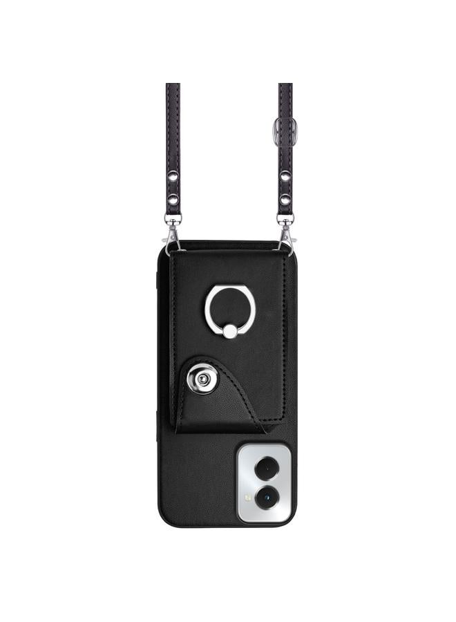 اس-توب جراب لهاتف Motorola Moto G Power 2024 5G مزود بحلقة وحقيبة بطاقات وحامل هاتف مع حبل طويل - Image 2