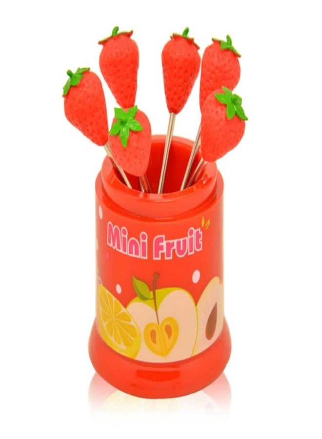 SBA PRIME Mini Fruit Fork Set for Kids | 6-Piece Cute Fruit-Shaped Forks with Stand | Fun & Colorful Tableware for Kitchen, Parties & Gifting (Random Design/Color) - Image 1