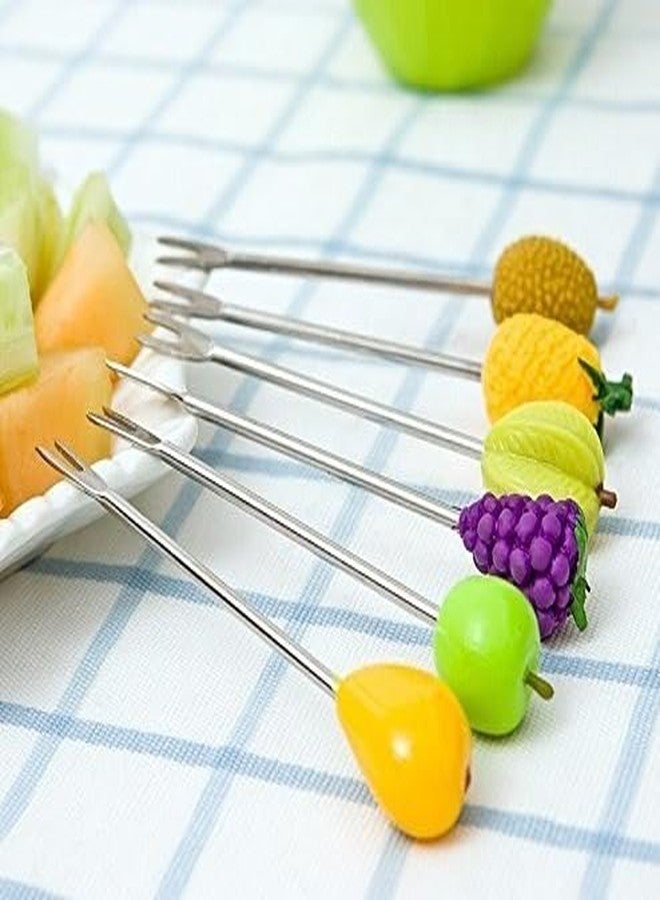 SBA PRIME Mini Fruit Fork Set for Kids | 6-Piece Cute Fruit-Shaped Forks with Stand | Fun & Colorful Tableware for Kitchen, Parties & Gifting (Random Design/Color) - Image 3